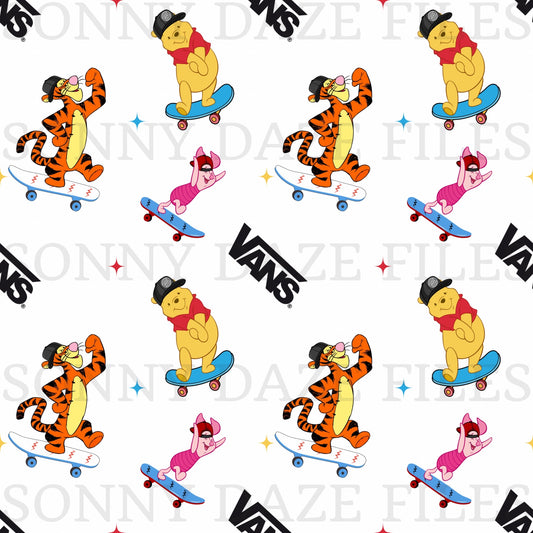 Honey bear and friends skateboarding