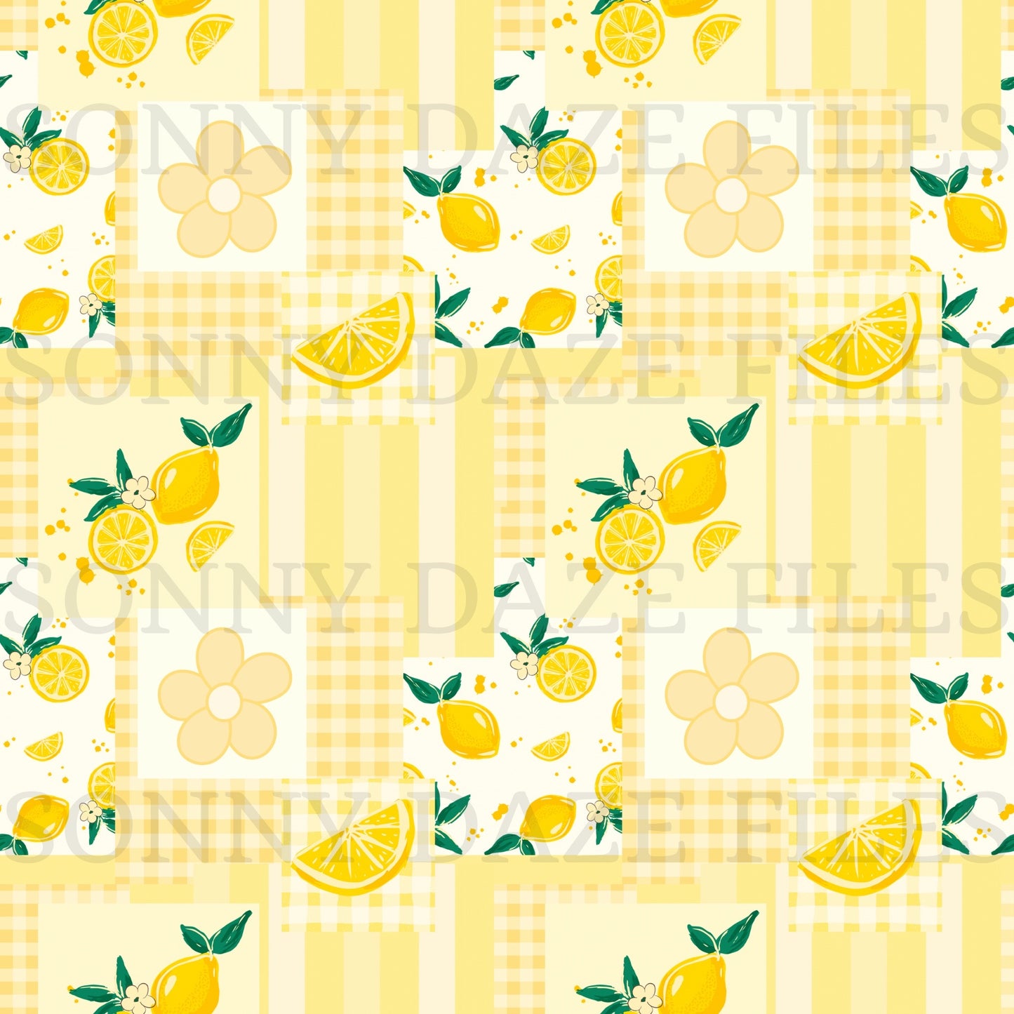 Yellow floral lemon patchwork