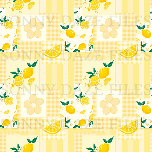 Yellow floral lemon patchwork