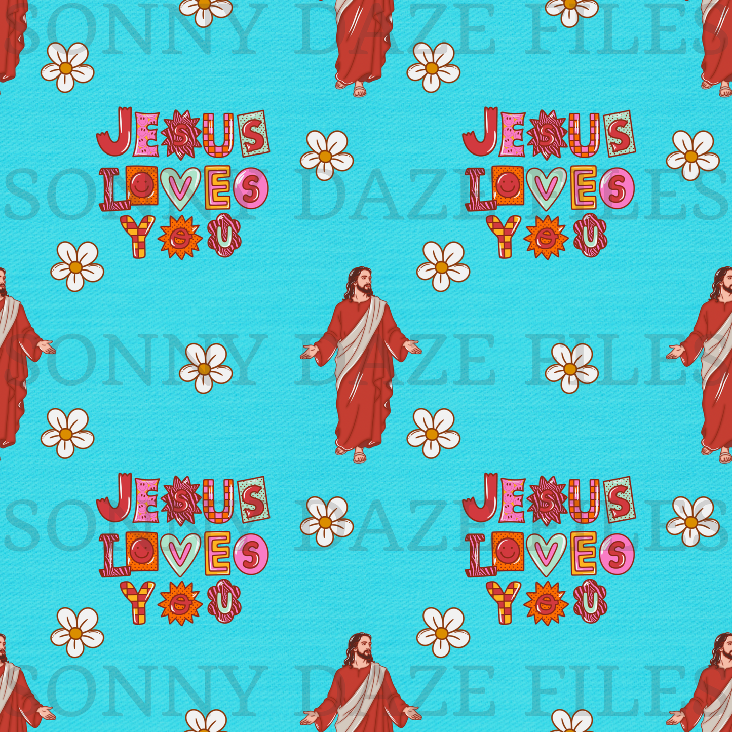 Jesus loves you (faux denim)