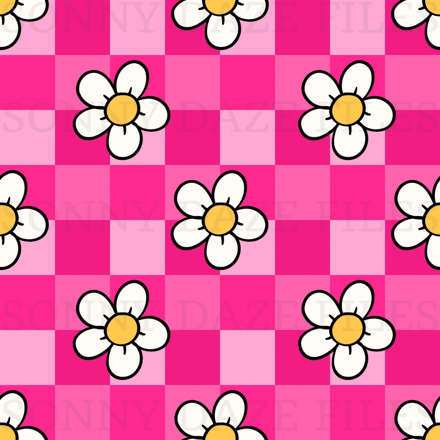 Flowers on checkered