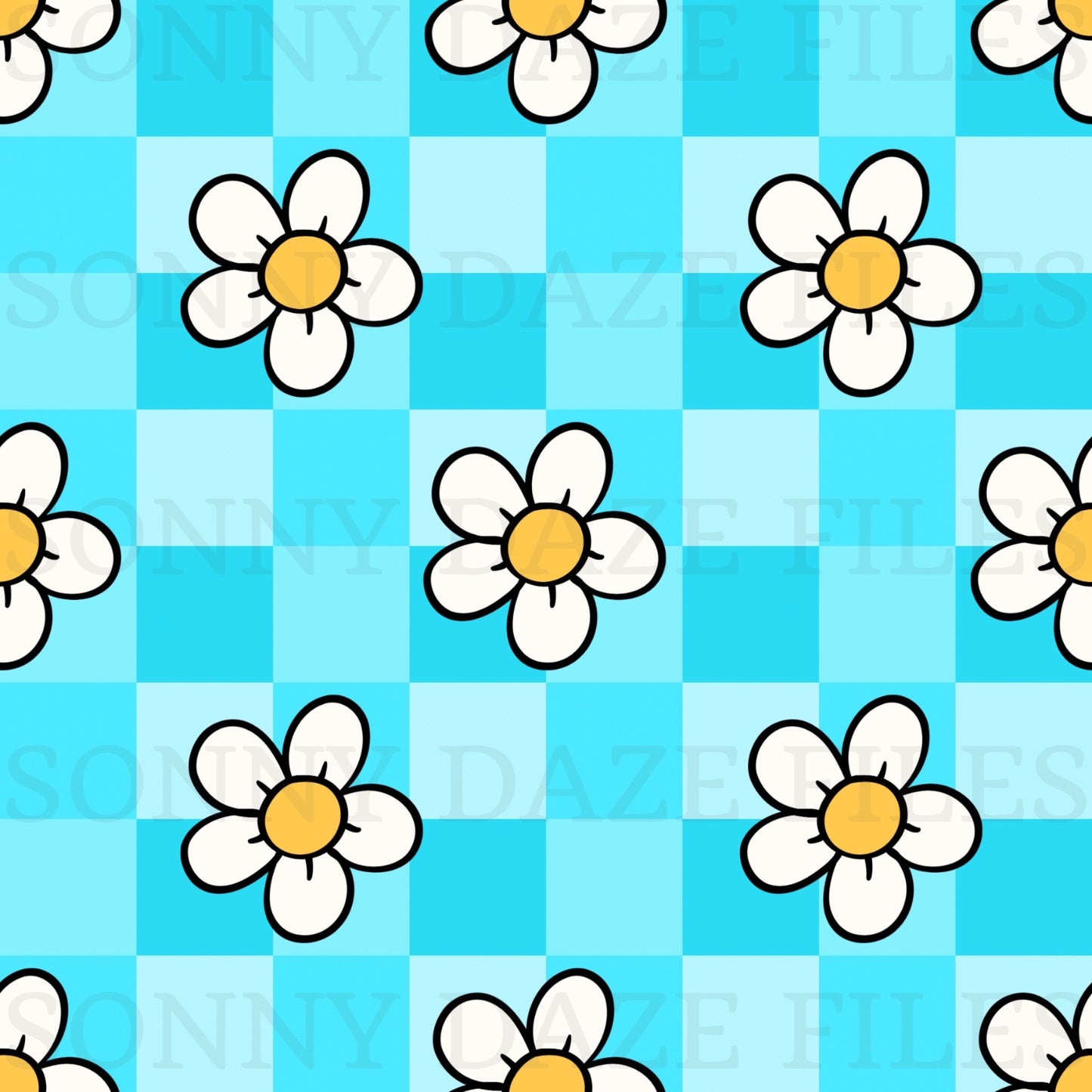 Flowers on checkered