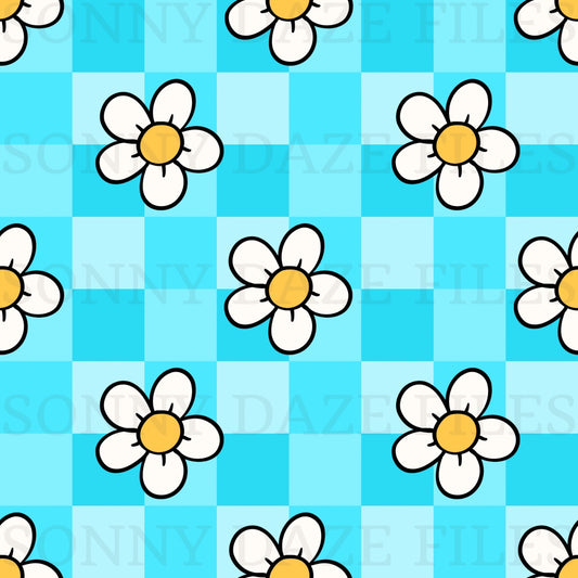 Flowers on checkered