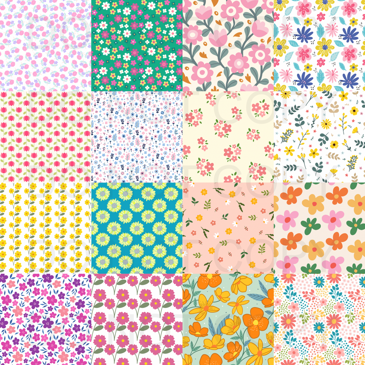 Floral checkered patchwork