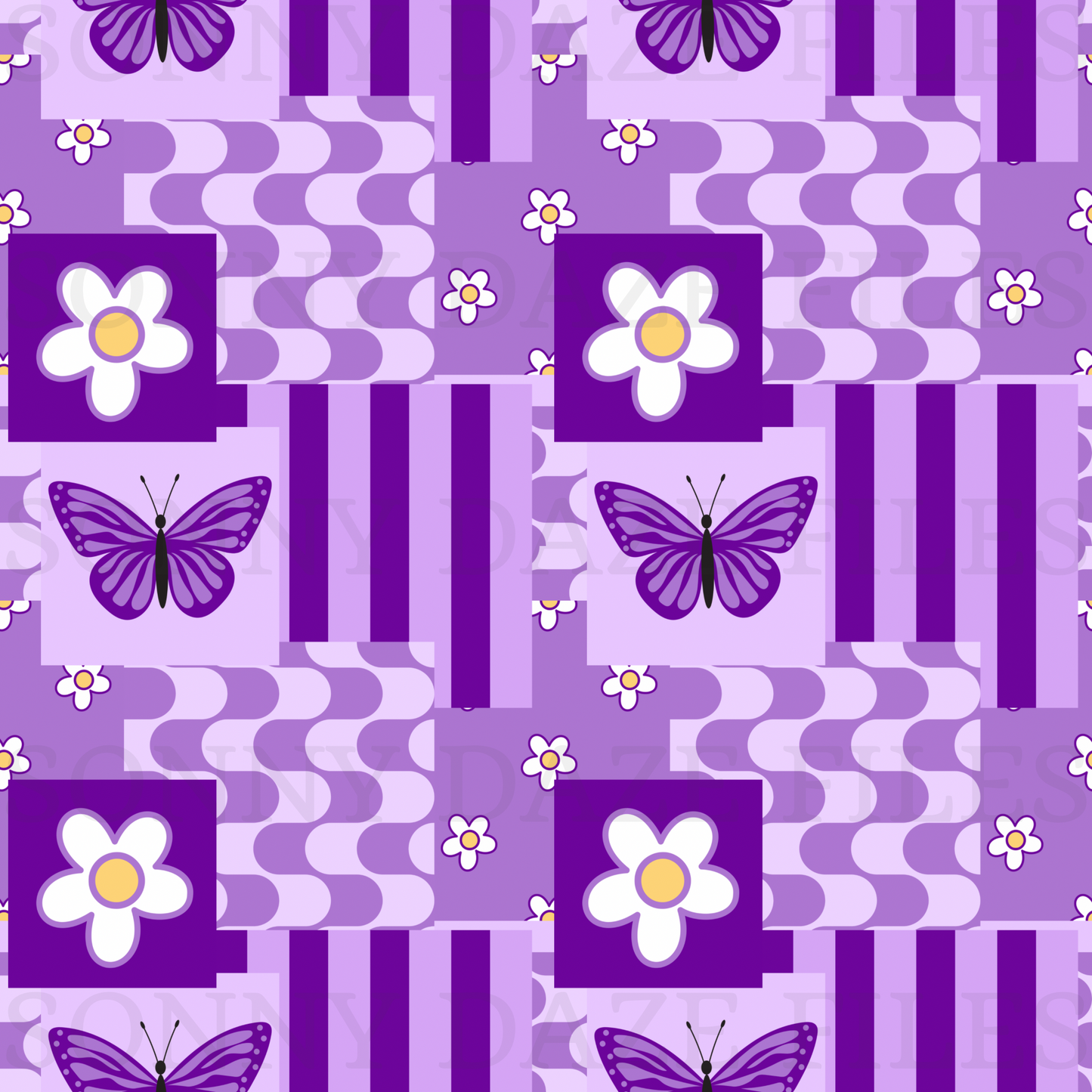 Purple retro Butterfly patchwork and butterfly cord