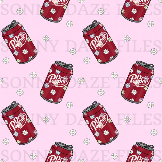 Maroon soda with flowers on can