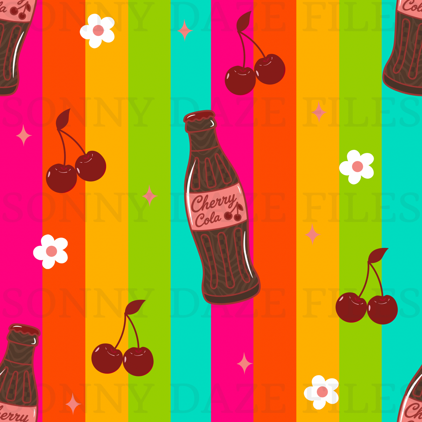 Cherry cola on rainbow stripes