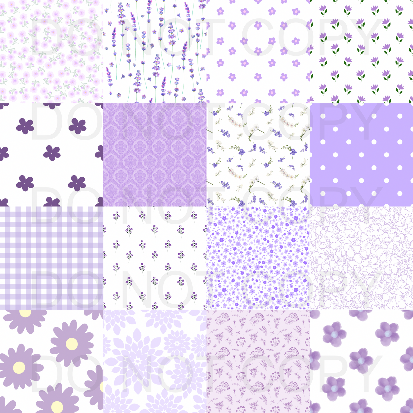 Purple Floral checkered patchwork