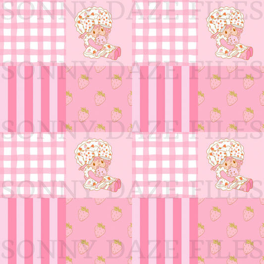 Strawberry girl checkered patchwork