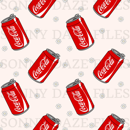 Red soda with flowers