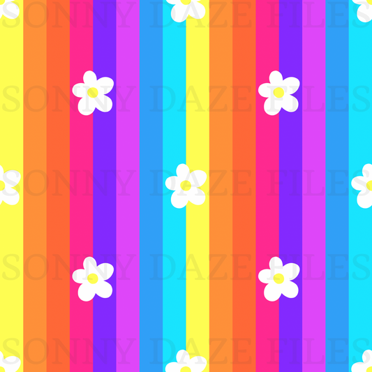 White flowers on stripes