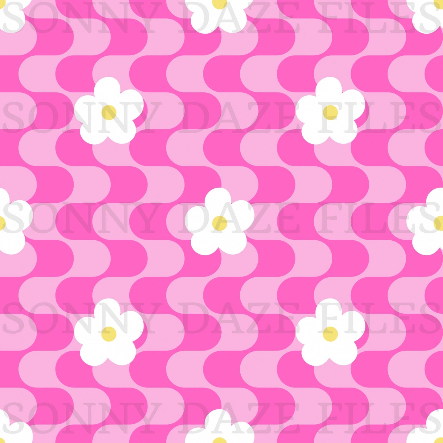 Wavy stripes with flowers