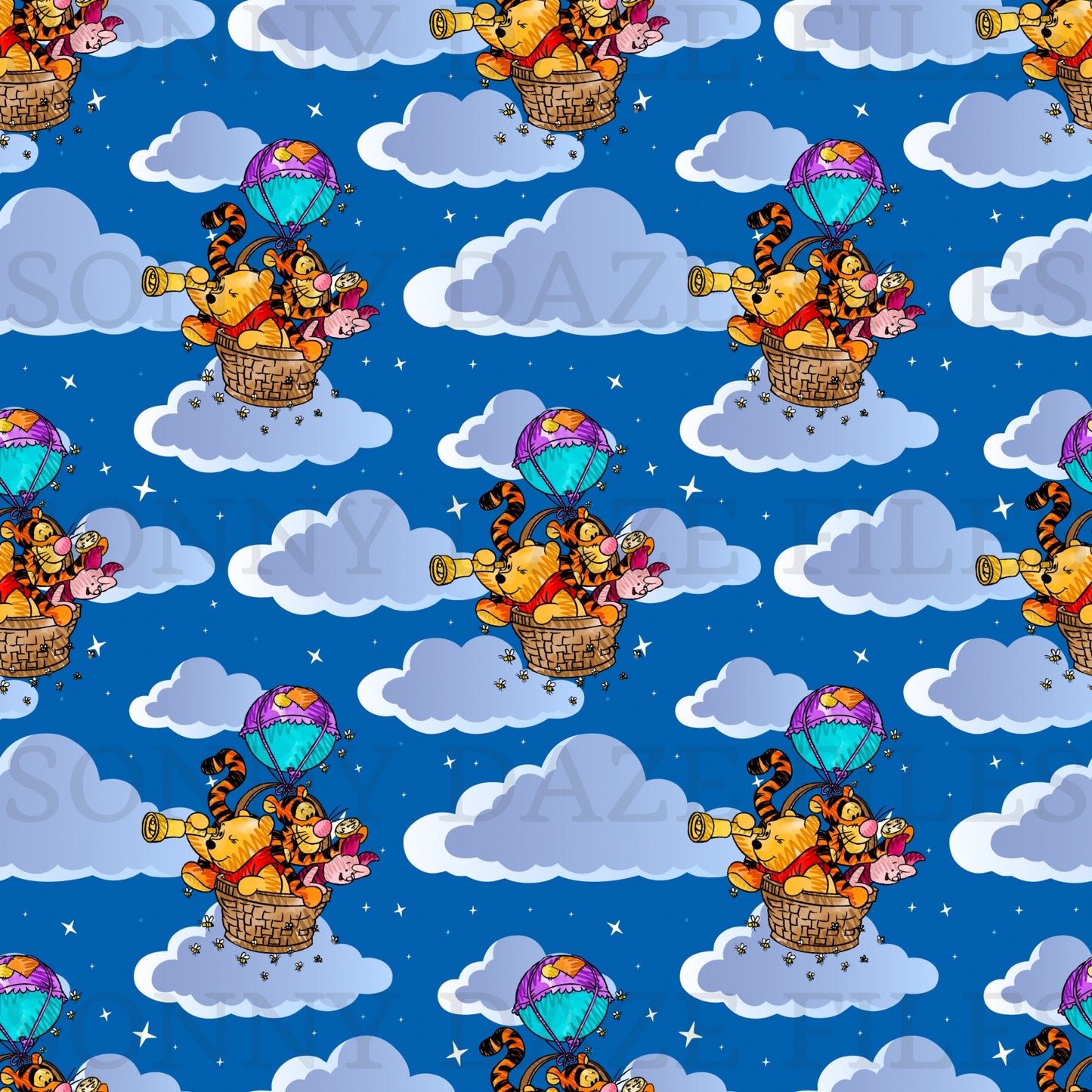 Yellow bear and friends hot air balloon