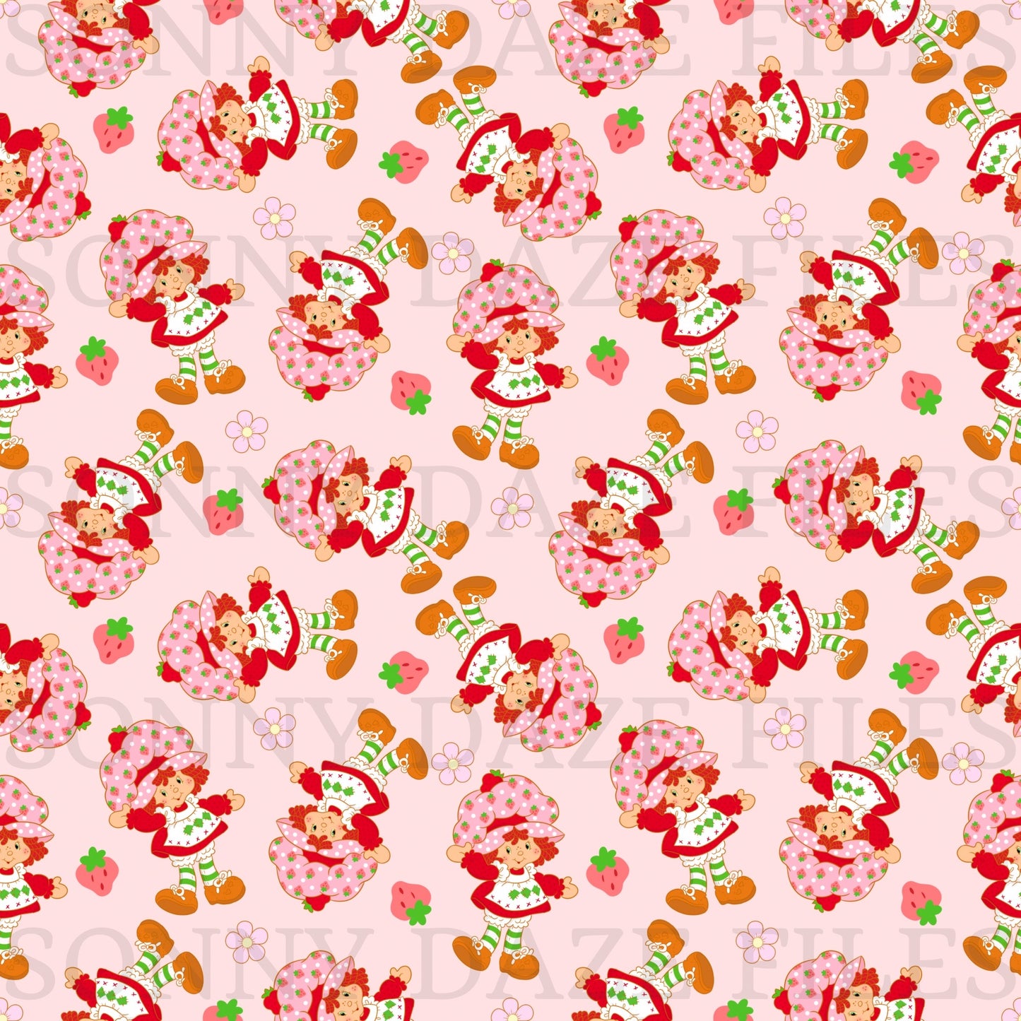Strawberry girl with flowers and strawberries