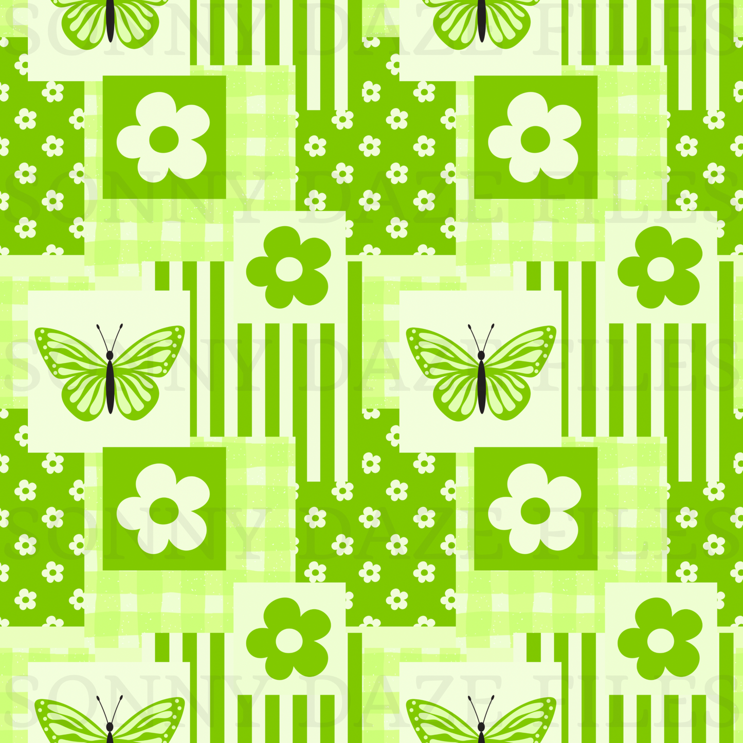 Green butterfly patchwork and butterfly cord (Copy)