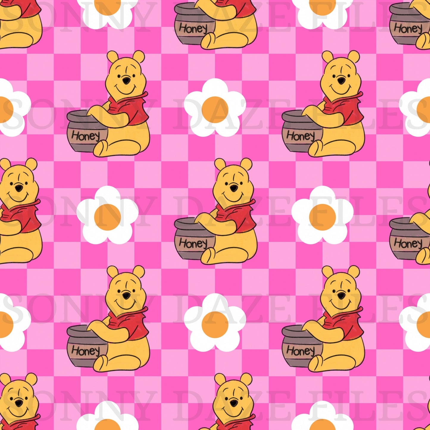 Honey bear floral checkered