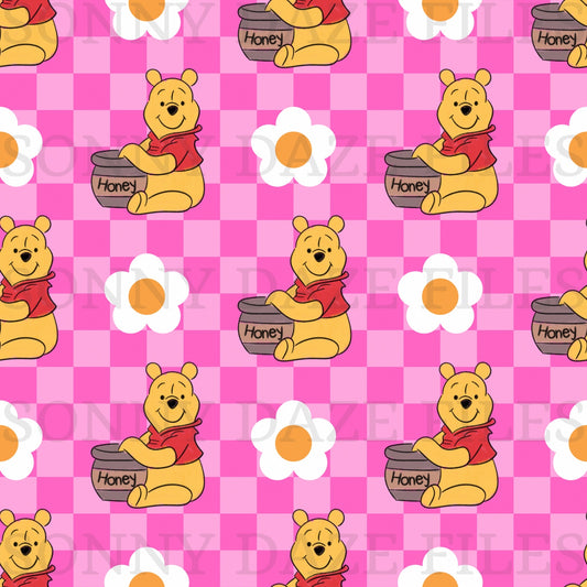 Honey bear floral checkered