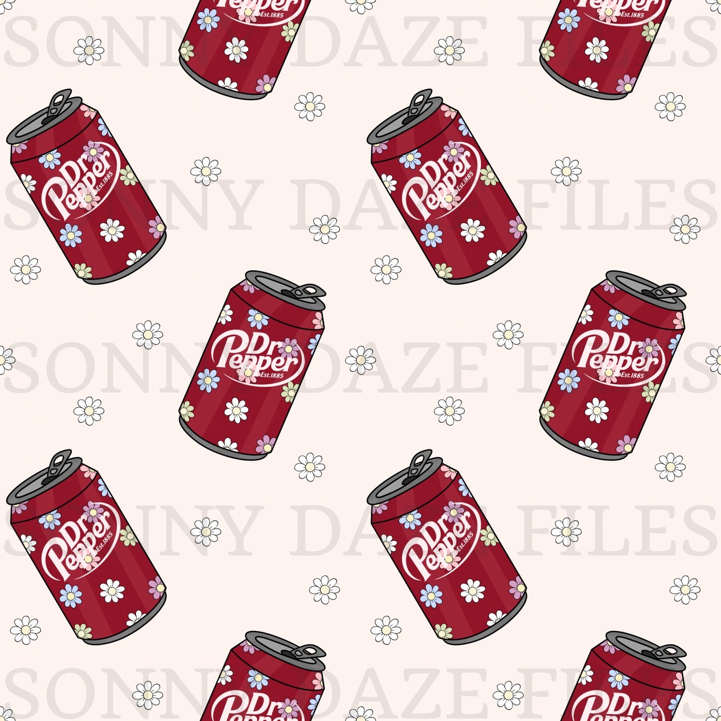 Maroon soda with flowers on can