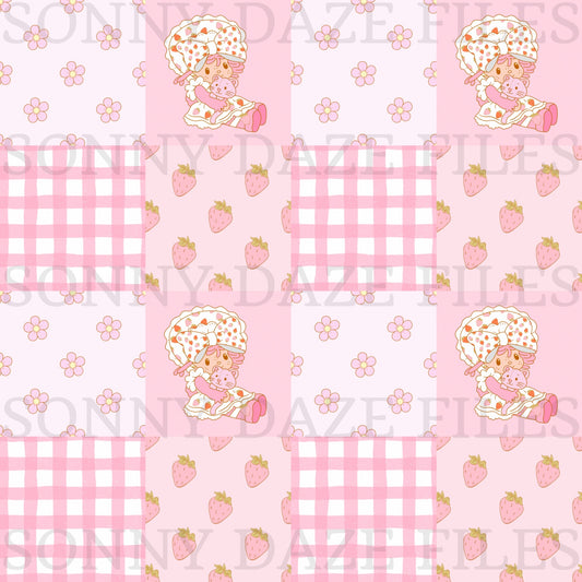 Strawberry girl checkered patchwork