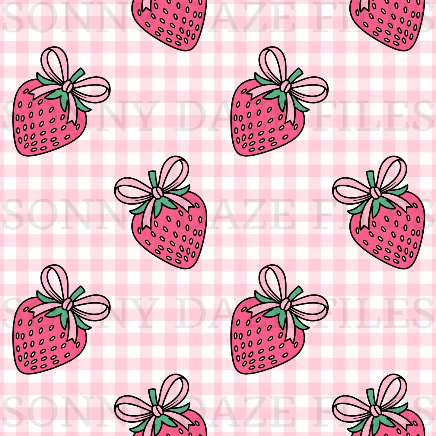 Coquette strawberry on gingham