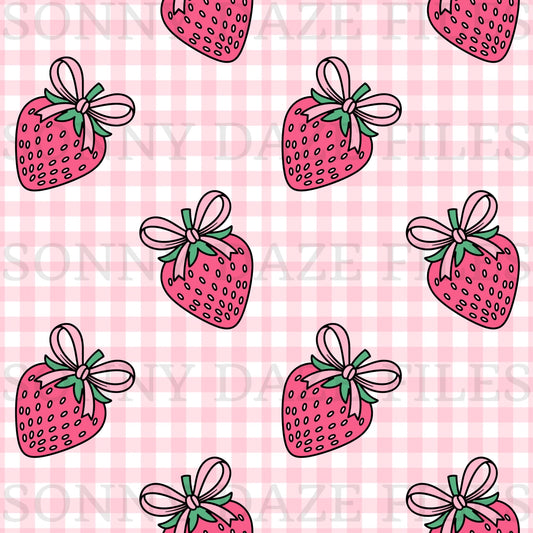 Coquette strawberry on gingham