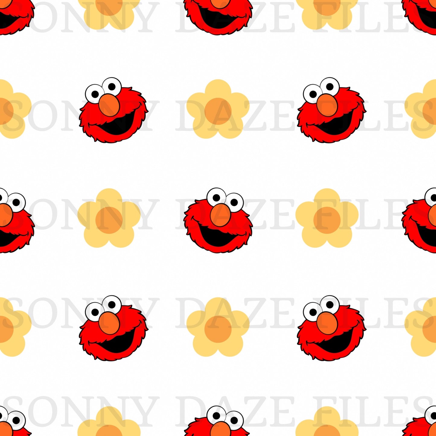 Little red monster and flowers