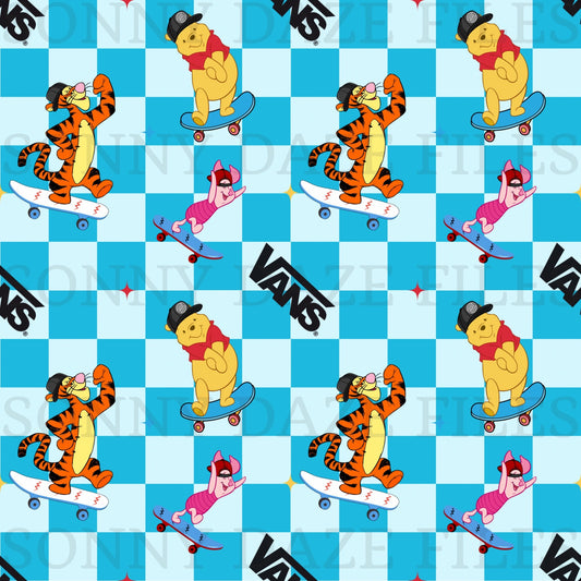 Honey bear and friends skateboarding