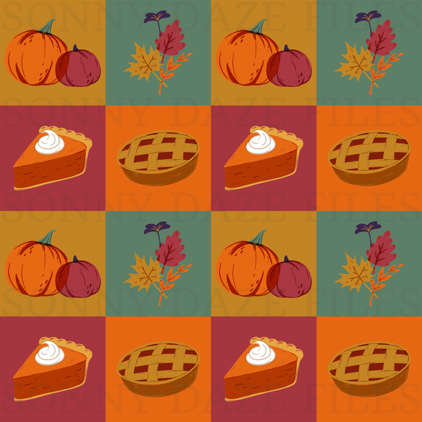 Fall pumpkin checkered