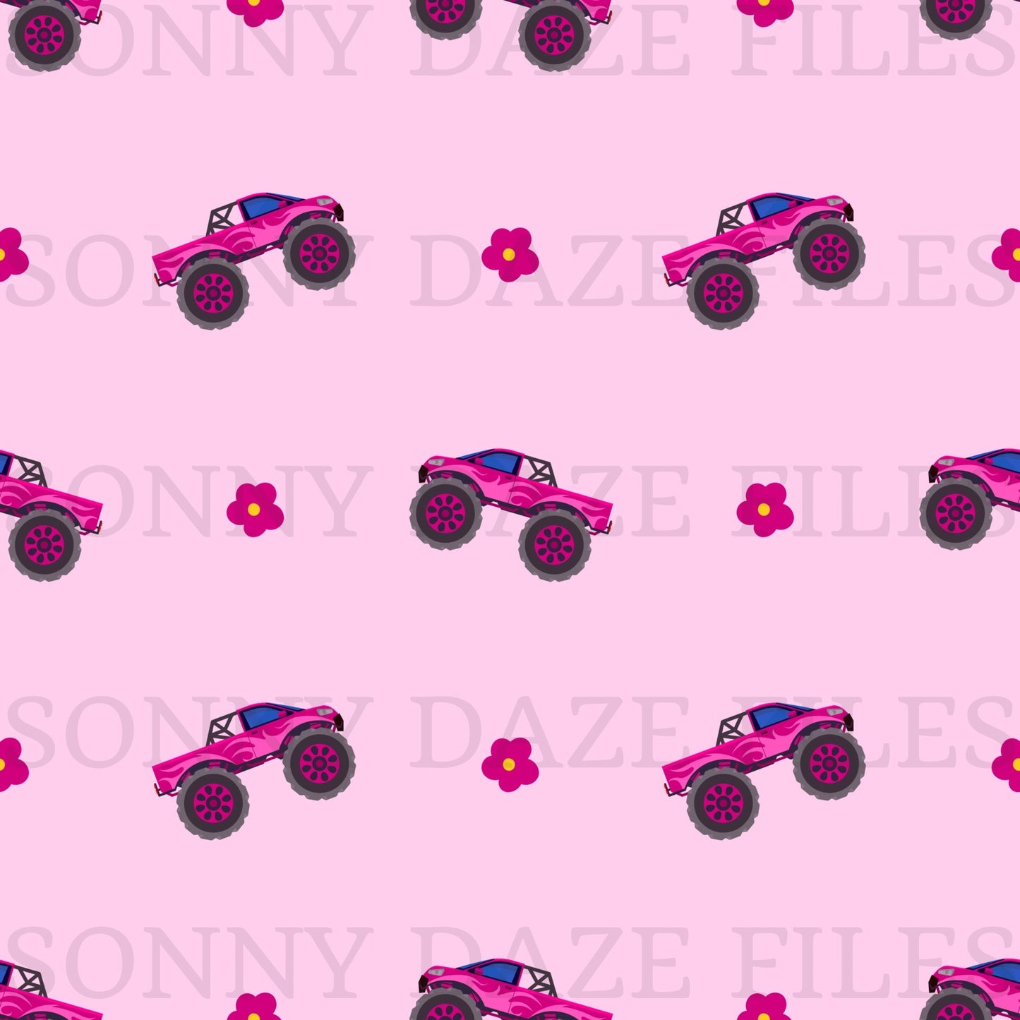Pink monster trucks