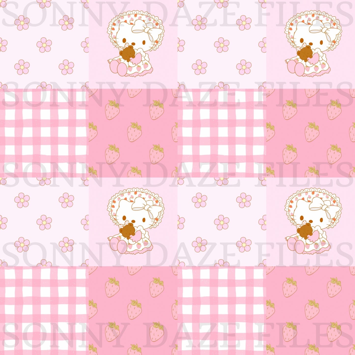 Kitty checkered patchwork