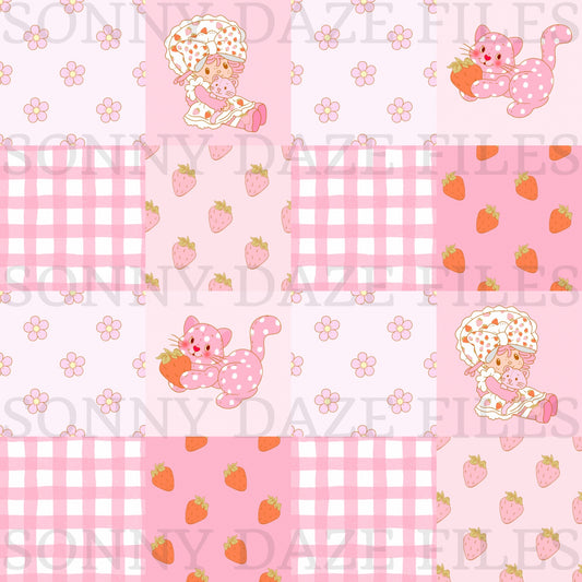 Strawberry girl checkered patchwork