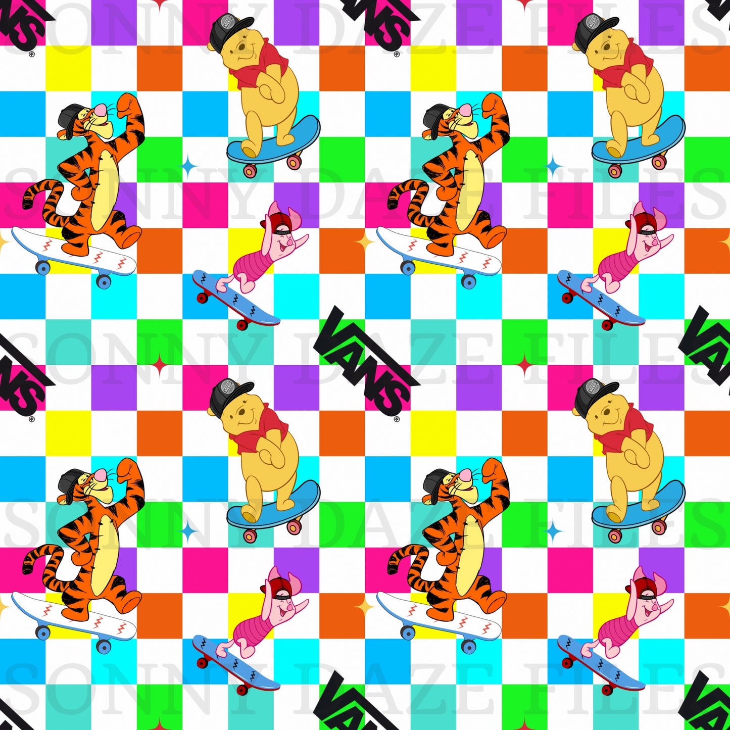 Honey bear and friends skateboarding