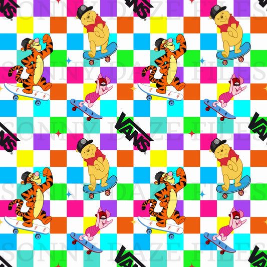 Honey bear and friends skateboarding