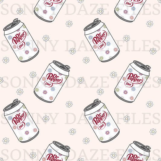 Diet soda with flowers on can