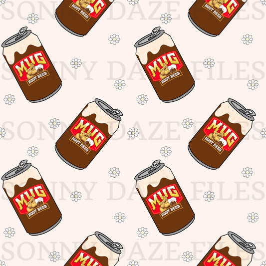 Root beer soda with flowers