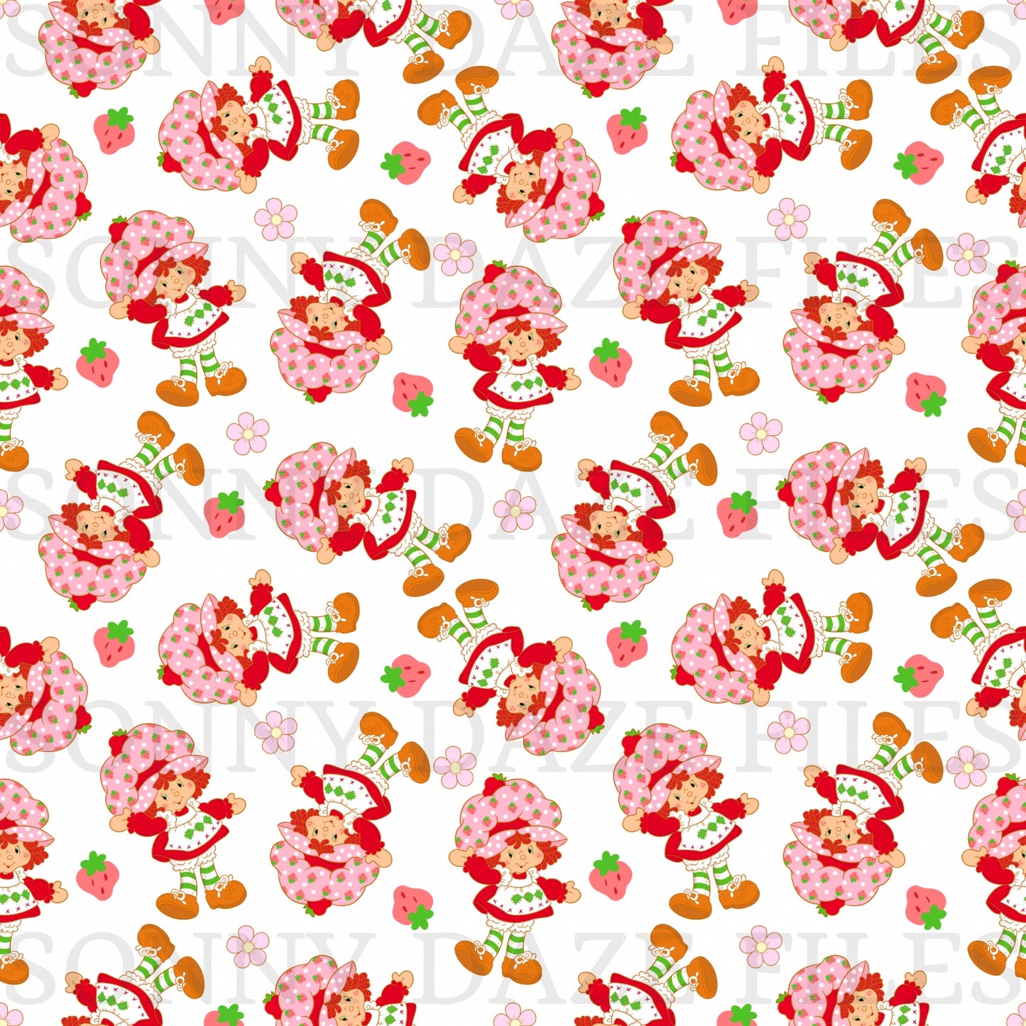 Strawberry girl with flowers and strawberries
