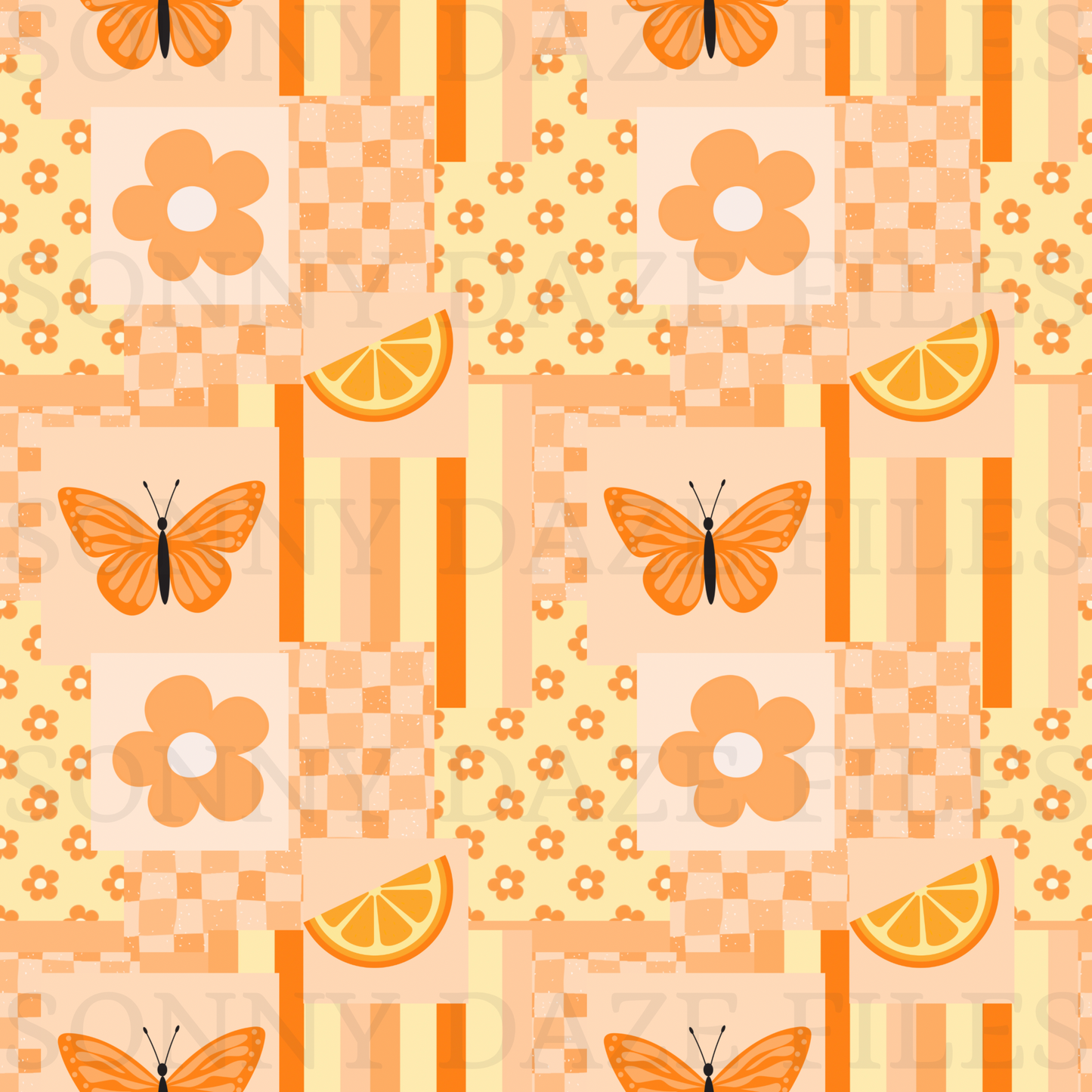 Orange Butterfly patchwork and butterfly cord