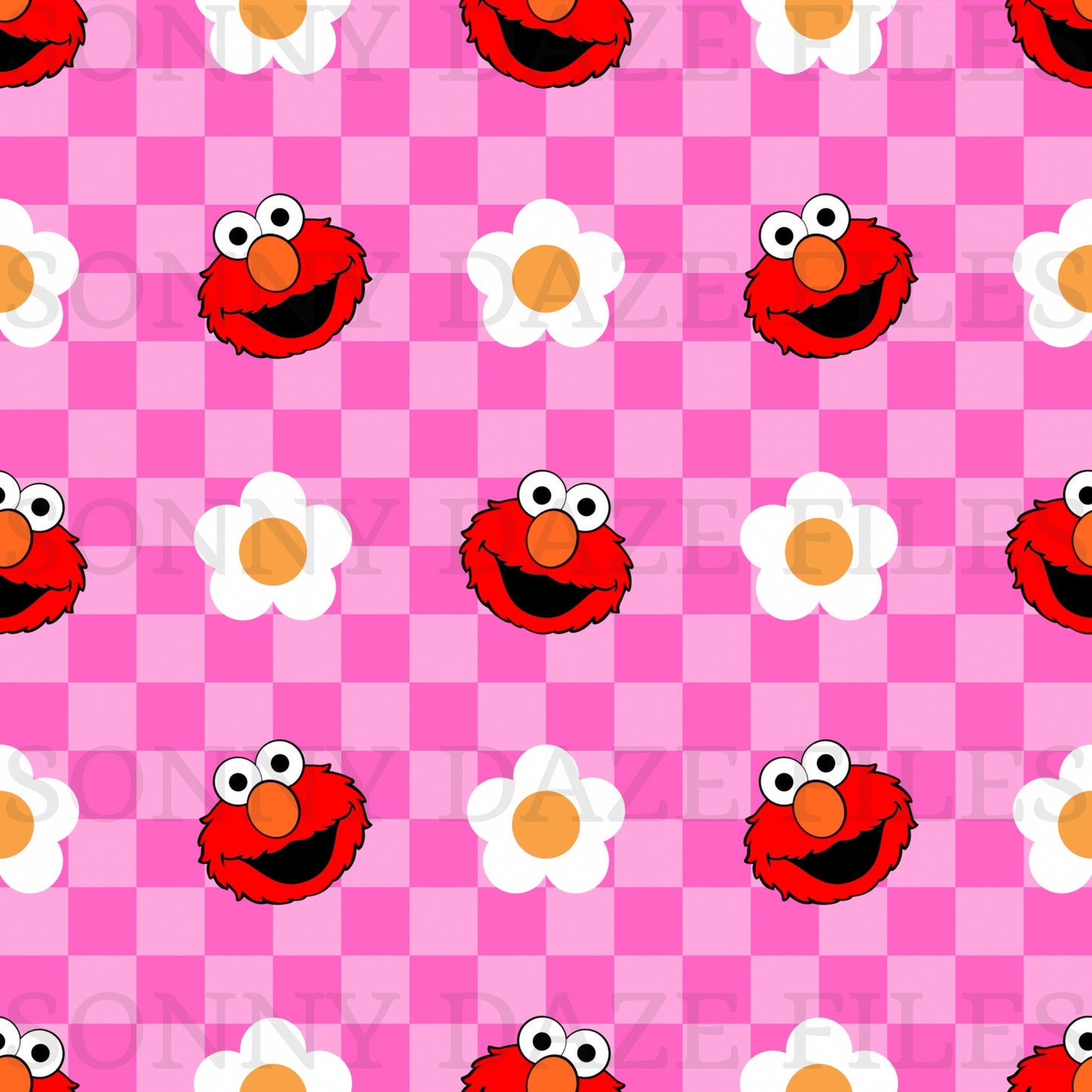 Little red monster checkered pink