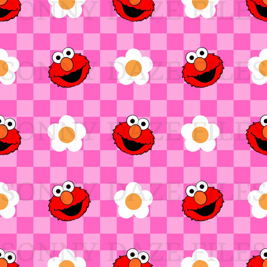 Little red monster checkered pink
