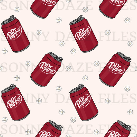 Maroon soda with flowers