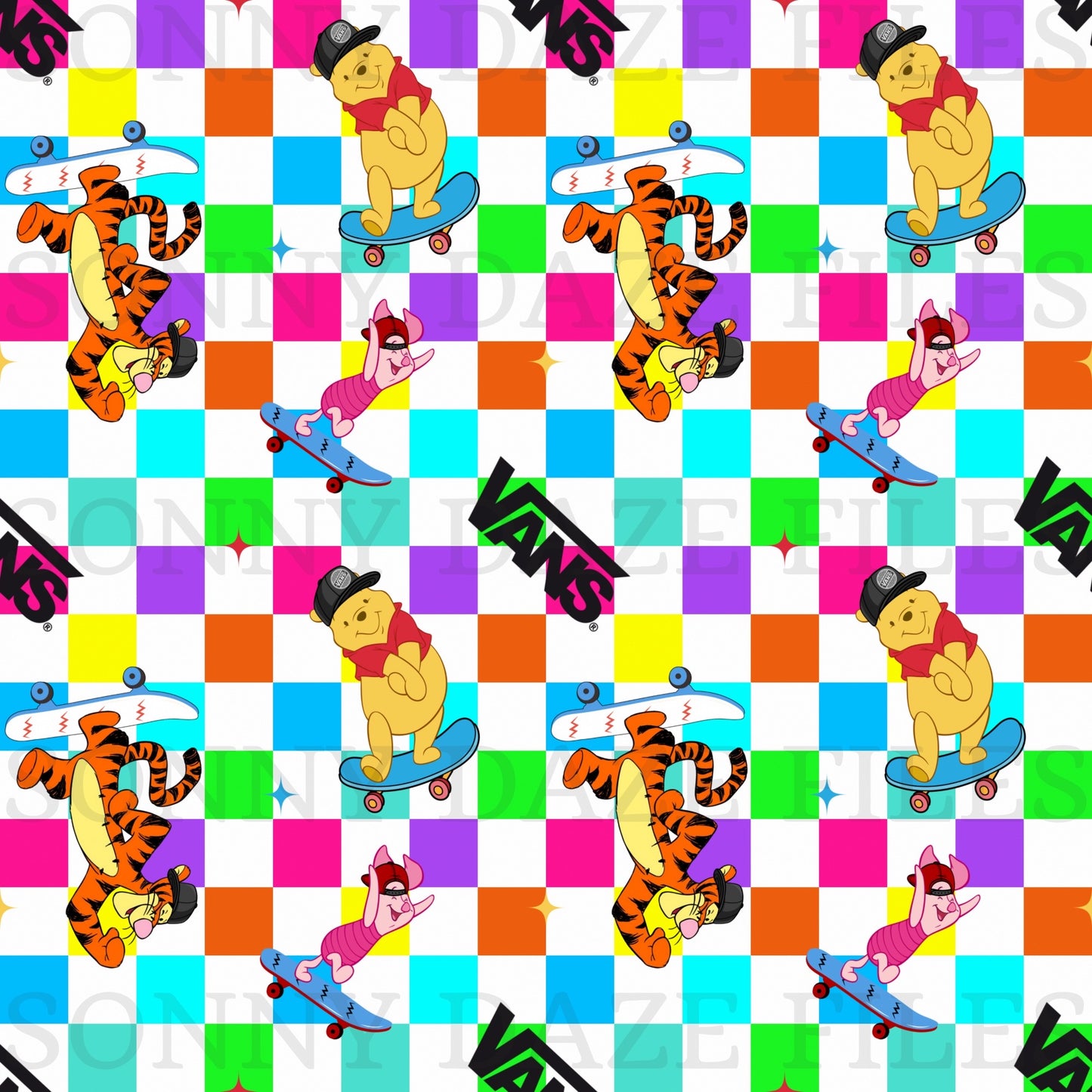 Honey bear and friends skateboarding