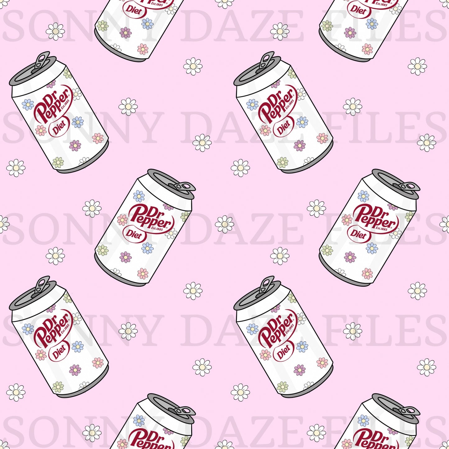 Diet soda with flowers on can