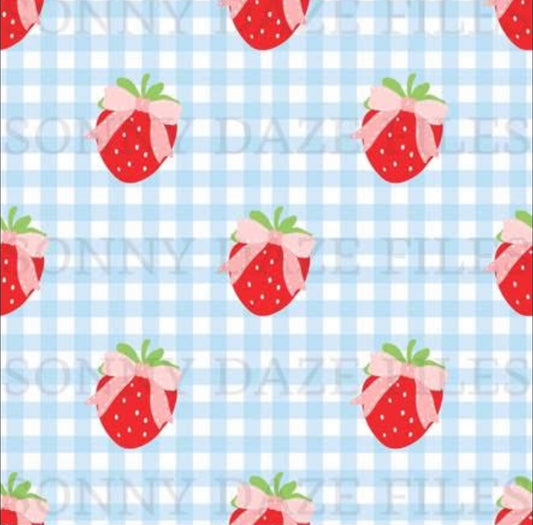 Coquette strawberry on gingham