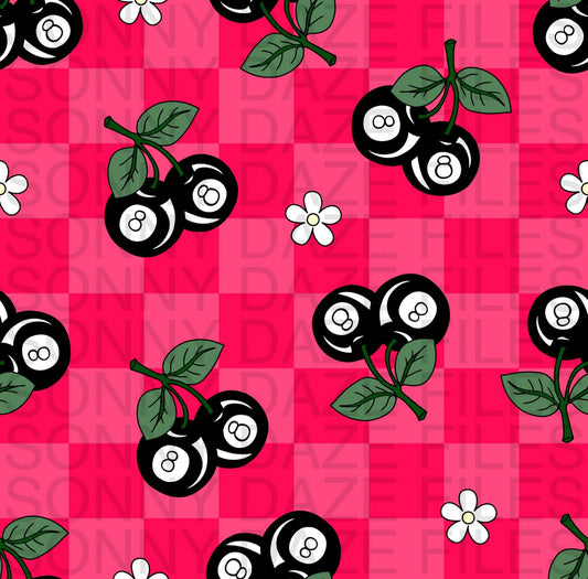 8 ball cherries and flowers checkered