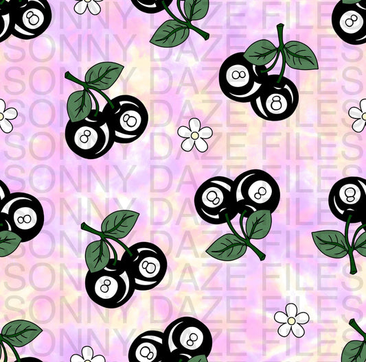 8 ball cherries and flowers tie dye