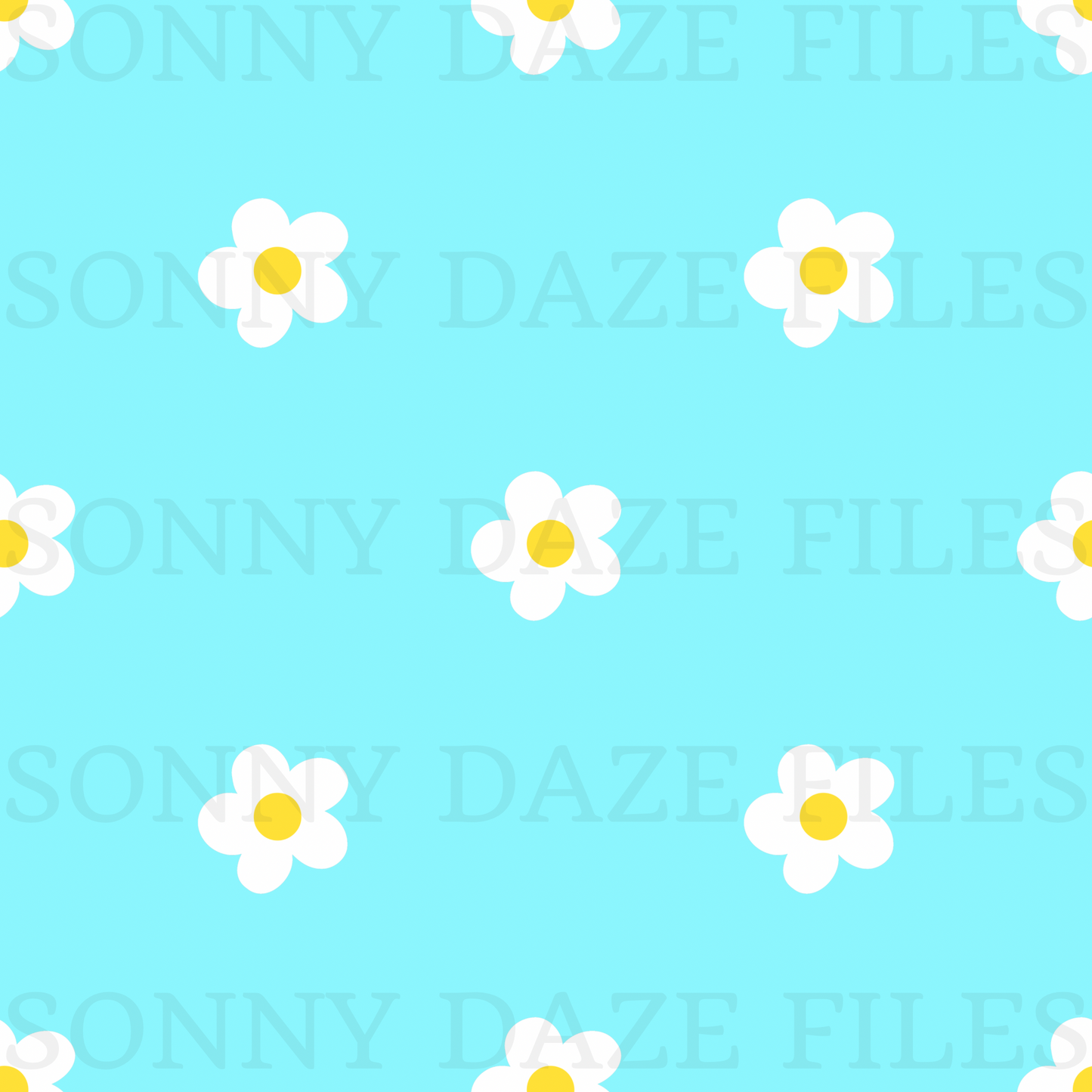 White flowers on blue