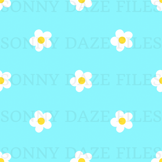 White flowers on blue