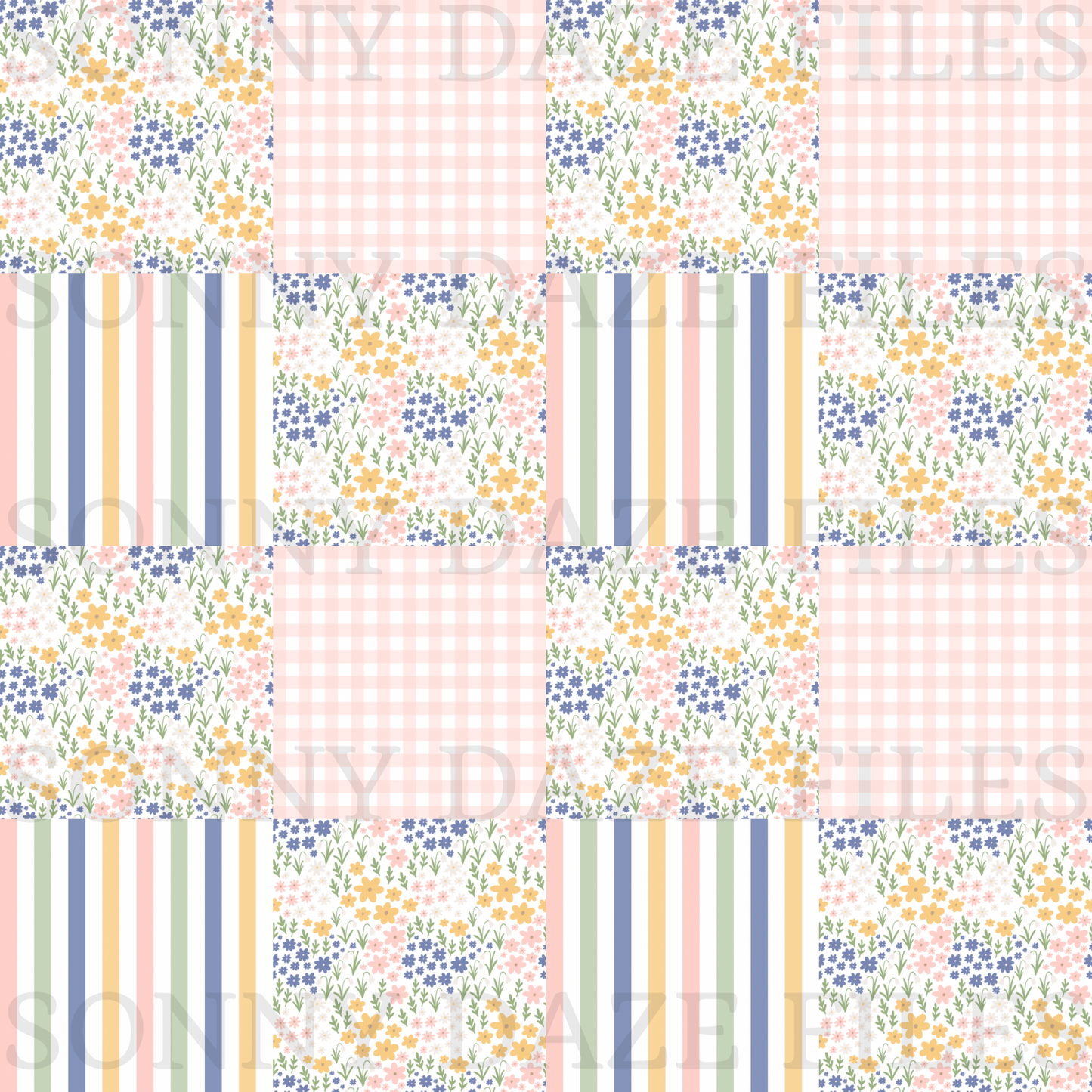 Floral checkered patchwork