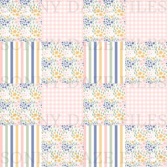 Floral checkered patchwork