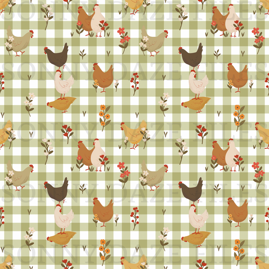 Chickens on gingham